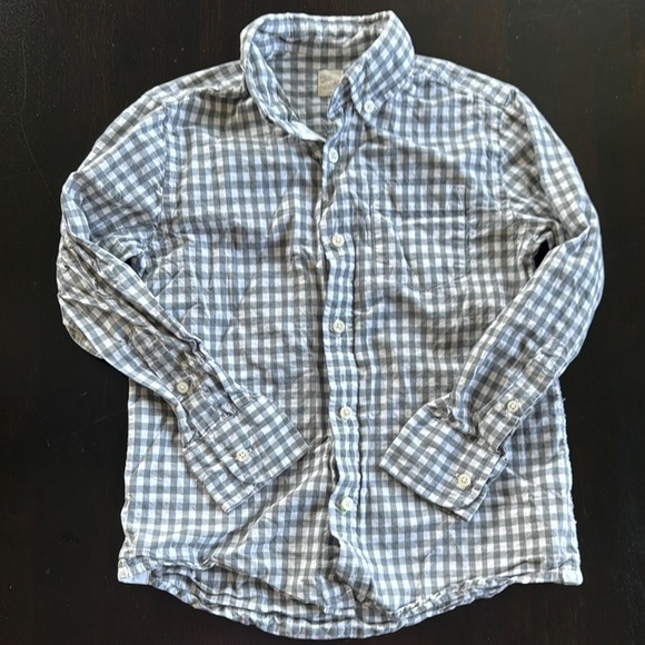 Crewcuts Kids Gray and White Checkered Button Down Shirt - Picture 1 of 3
